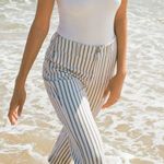 Sam Edelman New Striped Wide Leg Crop Pants Chelsea Cream Indigo Photo 5