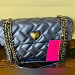 Betsey Johnson  Xomaze Metallic Blue Quilted Shoulder Bag Chain Strap NWT Photo 3
