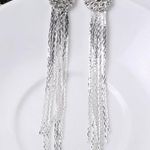Rhinestone Tassel Earrings | Luxury Statement | NWT Silver Photo 1