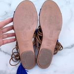 Aquazzura women’s braided blue suede ankle-tie flat sandal size IT 38.5 US 8.5 Photo 9