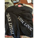 Celestial Fox Sweatshirt Women 5XL Black w/white Embroidery Oversized Peace Love Size 5X Photo 3