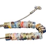 Loft Adjustable Pull Tie Bracelet – Multicolor Print & Metallic Beads Photo 2