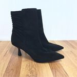 ZAC POSEN Black Ruched Suede Stiletto Midi Boot Bootie Pointed Toe Size 11 Black Photo 1