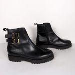 ANDRE ASSOUS Pandora Ankle Bootie Black Leather Croc Embossed Women's 7.5 Photo 2