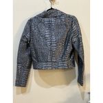 Diane Von Furstenberg  DVF Angie Nightfall Silver Metallic Moto Jacket Sz 2 snake Photo 1