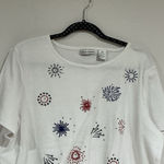 Woman’s Bonnie Evan’s White With Red Blue Embroidered Design Xl T Shirt Photo 1