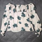 WAYF Clothing Blouse Women's Large Blush Floral 100% Polyester Off The Shoulder Pink Photo 1