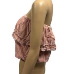 Billabong Vintage  Dusty Pink Ruffled Tiered Tube  Crop Top Lace Trim Womens S Photo 2