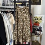 ZARA  Leopard Satin Slit Midi Skirt Brown Black XS Photo 8
