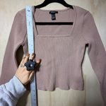 Forever 21  Women’s Ribbed Square Neck Long Sleeve Shimmer Top – Size L Photo 4