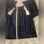 J.O.A. Blue Flare Sleeve Off The Shoulder Velvet Pleated Top Blouse Photo 8