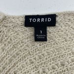 Torrid  Sz 1X Cardigan Sweater Open Front Open Knit Fringe Oversized Boho Beige Photo 6