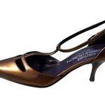 Donald Pliner Couture Antique Metallic Leather Pump Shoe New T Strap $300 NWT Brown Size 6.5 Photo 2