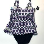 Swim Solution tiered one piece swimsuit Sz 8 Black Photo 5
