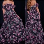 Jovani  40331 | Off the Shoulder Floral Navy Gown | Ruffles | Women’s 6 Photo 3