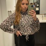 Le lis Leopard Print Long Balloon Sleeve Turtleneck Crop Top in Gray/Black NWT Photo 6