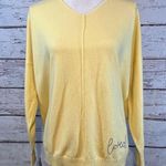 Zenana Outfitters "Loved" V Neck Sweater with Seams Yellow-Large Photo 0