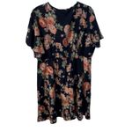 Women’s Floral Print Shein Curve Flutter Sleeve Dress 4XL Boho Peasant Plus Chic Blue Size 4X Photo 1