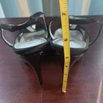 Nina Shoes Nina Womens High Heels Peep Toe Sandals Ankle Strap Black Silver Shoes Size 6 Photo 4