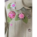 Susan Graver  Large Sage Green Denim Embroidered Jacket Floral Patchwork‎ Boho Photo 2