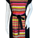 Banana Republic Dress Womens 6 Black Multi Striped Panel Dress Sheath Colorful Photo 0