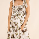 ESPECIA Maternity Poucette Maxi Dress Ivory Combo Tie Straps Green S NWT White Photo 0