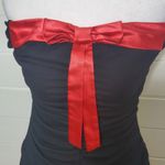 Moda International BK Strapless‎ Red Bow Ruched Front Ruffled Hem Dress Size 8 Photo 1