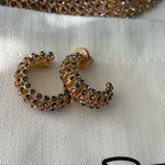 Oscar de la Renta Nwot  Gold and Multicolor Crystal Hoop Earrings Photo 1