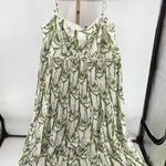 Fashion to figure FTF Rope Detail Sleeveless Maxi Dress White Green Print Women’s Plus Size 4 4X Photo 0