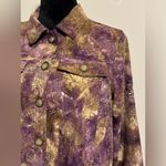 Christopher & Banks EUC  Purple and Brown Tie Dye Leaf Button Down Jacket size SP Photo 2