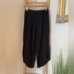 Khangura Artsy Pants Black Windowpane Linen Blend High Rise Wide Leg Crop Small Photo 7
