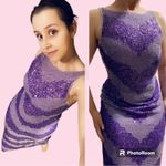 Y2K beaded purple prom dress striped Size L Photo 3