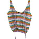 Say What? Say What NY crochet cropped sweater tank top knit colorful M festival boho Photo 0