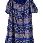 Skies Are Blue Cold Shoulder Dress Bohemian Print Casual Blue Size S Photo 0