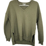 Z Supply  Size Small Quilted V Neck Sweatshirt Olive Green Tunic Bamboo Blend Photo 0