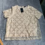 Adrianna Papell  Cream Sequin Blouse NWT Photo 0