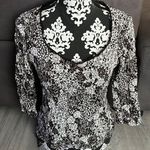 INC INTERNATIONAL CONCEPTS Brown & White Embroidered 3/4 Sleeve Top Size Large Photo 0