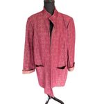 Chico's Jacquard Metallic Brocade Jacket Open Front Burgundy Gold Lurex Size 3 Photo 1