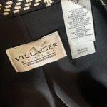 Liz Claiborne Black and Cream Plaid Blazer Size 12P Button Up BY Villager Photo 1