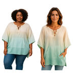 Charlie Paige Women’s  Green & Cream Ombre Poncho Top One Size NWT Photo 1