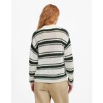 Madewell NWT Open-Stitch Johnny Collar Sweater In Summit Green Stripe Size Large Photo 1