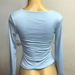 SO NWT Sexy! LIGHT BLUE Long Sleeve Sweetheart Neckline Stretch Top M Photo 3