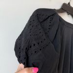 7 For All Mankind  Mix‎ Media Femme Eyelet Embroidered Puff Sleeve Top Black XS Photo 5