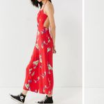 Urban Outfitters  Red Floral apron open back wide leg jumpsuit Photo 1