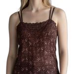 Y2k Lace Brown Bra Built In Stretchy Cami Photo 0