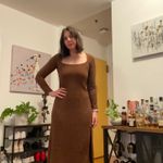 ASTR The Label Hi-Slit ribbed brown stretch knit Midi Dress Photo 11