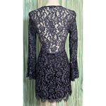 Venus  Navy Blue Floral Lace Long Sleeve Dress, Front Zip, Wedding, Cocktail, 2 Photo 4