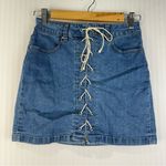 PacSun  Lace-Up Denim Jean Mini Skirt Women’s 2 Size 25 Punchy Western Chic Photo 0