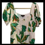 Boutique Eclair Tropical Leaf Print Puff Sleeve Boitique Mini Dress Size Small ECU Photo 2