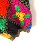 The Limited Vintage Hand Knit Embroidery Crochet Patchwork Gold Metallic Sweater M/L Photo 2